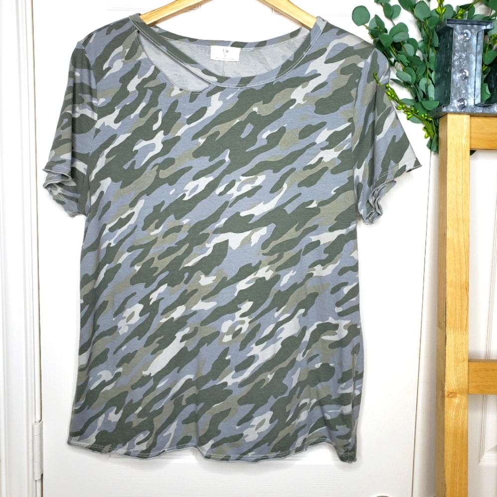 T. La for anthropologie camo tee